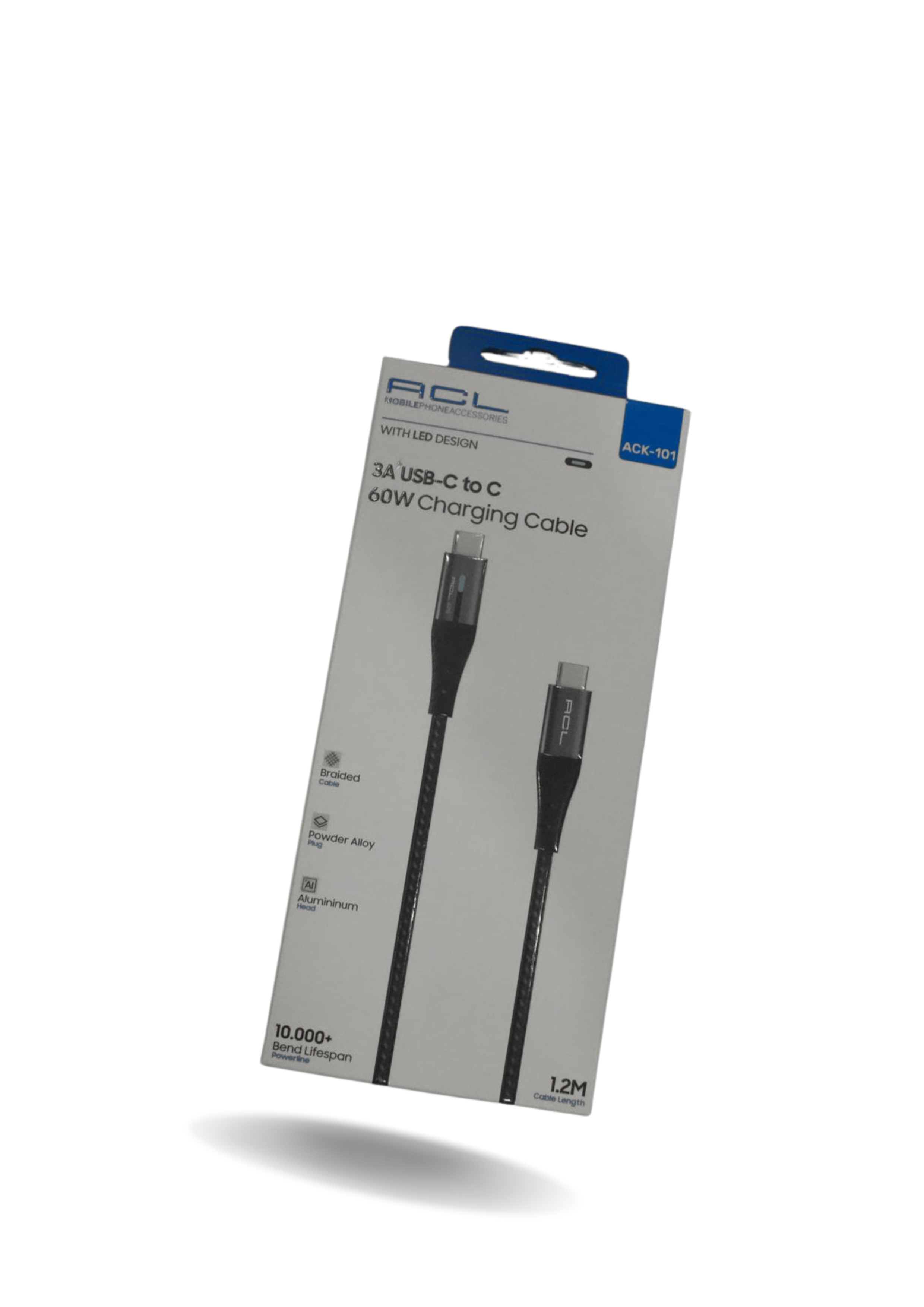 Acl ACK-101 60W Type-C To Type C Şarj Kablosu - Metal ve Işıklı - Original