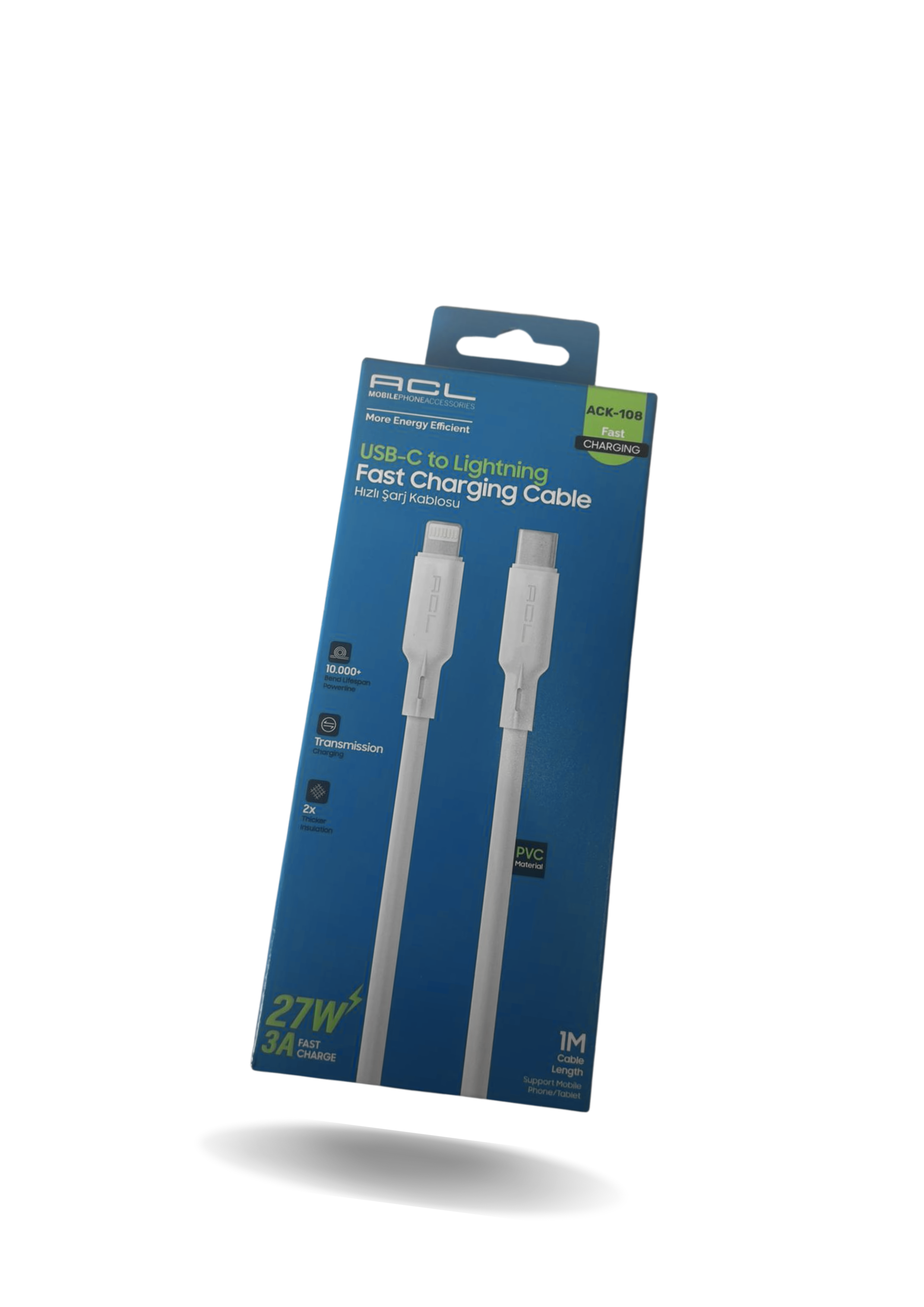 Acl ACK-108 3A Hızlı Şarj Kablosu | Usb-A To Lightning | 1 Metre | Dayanıklı Pvc Malzeme