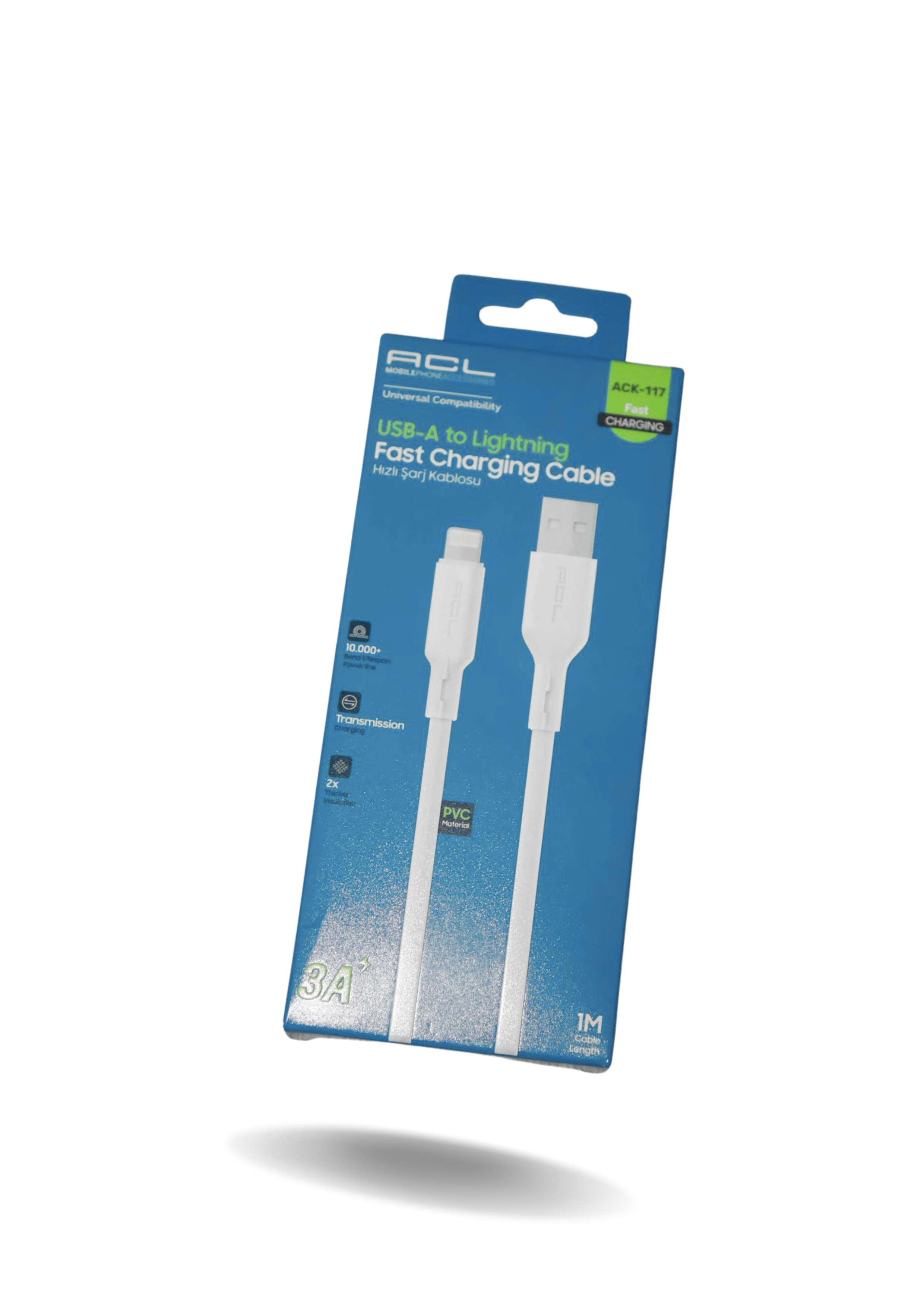 Acl ACK-117 3A Hızlı Şarj Kablosu | Usb-A To Lightning | 1 Metre | Dayanıklı Pvc Malzeme